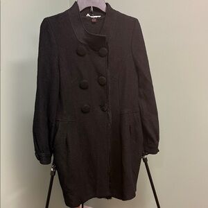 Vintage - Chic Black Pea Coat for Women